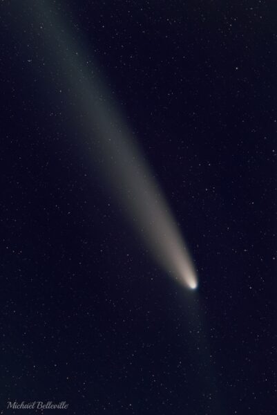 Photographie d'une observation de la comète C2023-A3 Tsuchinshan-ATLAS en octobre 2025, prise avec équipement d'astronomie : une lunette Skywatcher 80ED et une monture Eqm-35.